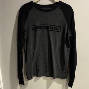 American Eagle Black and Gray Knit Top